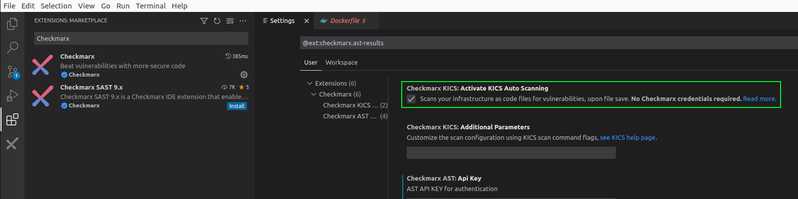"KICS Auto Scan Setting"